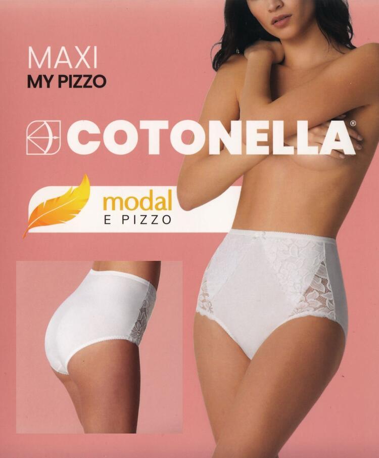 Slip donna Maxi in cotone modal e pizzo Cotonella ADC90 - Caos Intimo Donna - Uomo - Bambini - Casa - Cotonella