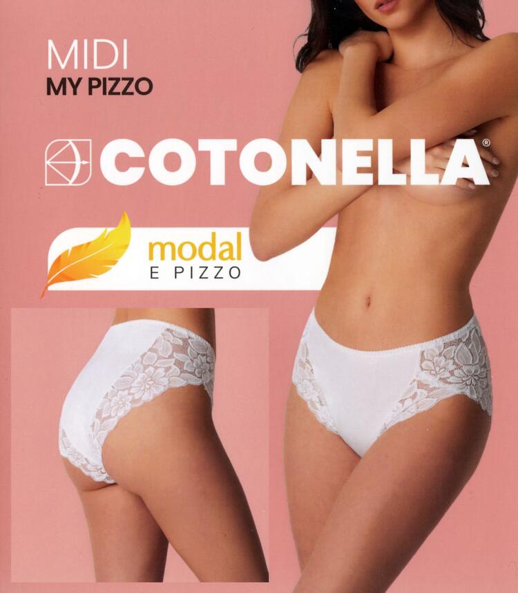 Slip donna Midi in cotone modal e pizzo Cotonella ADC89 - Caos Intimo Donna - Uomo - Bambini - Casa - Cotonella