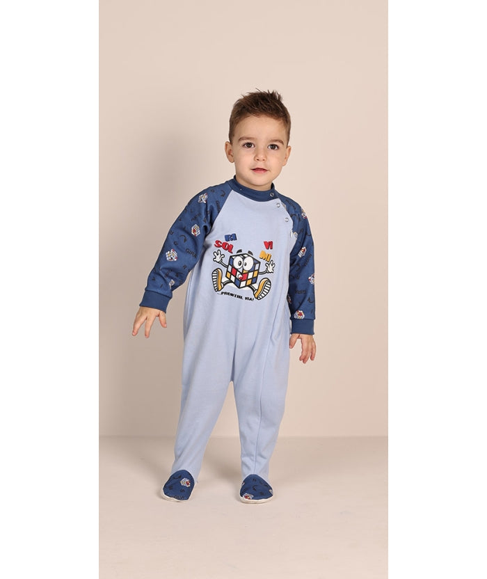 Pigiama tutone invernale neonato bambino Gary felpa 1046
