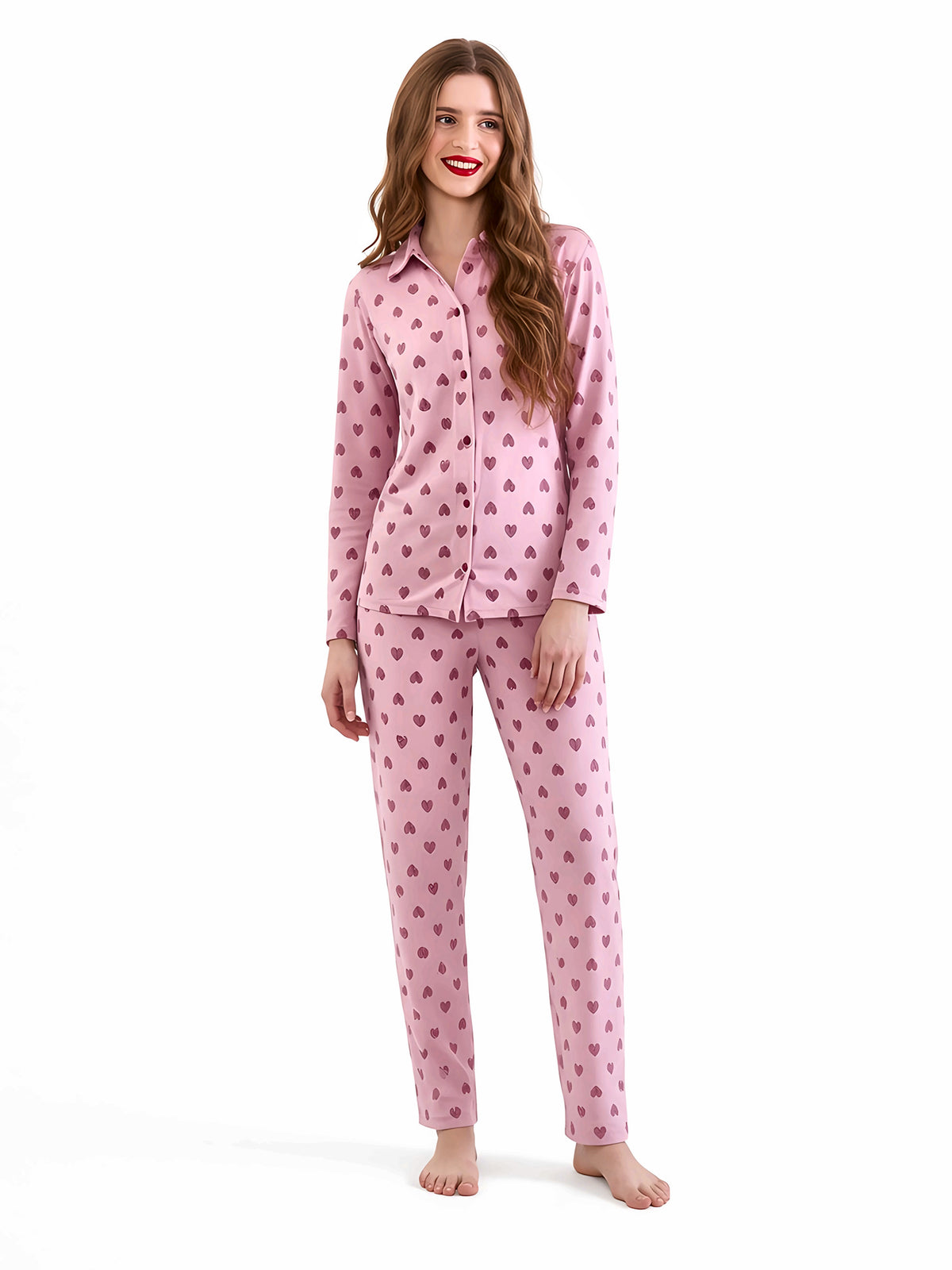 Pigiama donna aperto invernale interlock Gary 5447 - POLVERE