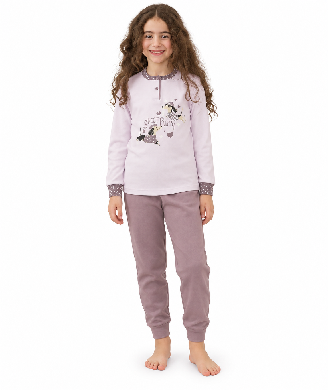 Pigiama invernale bambina/ragazza interlock Gary 3183 - UVETTA - foto su fondo bianco