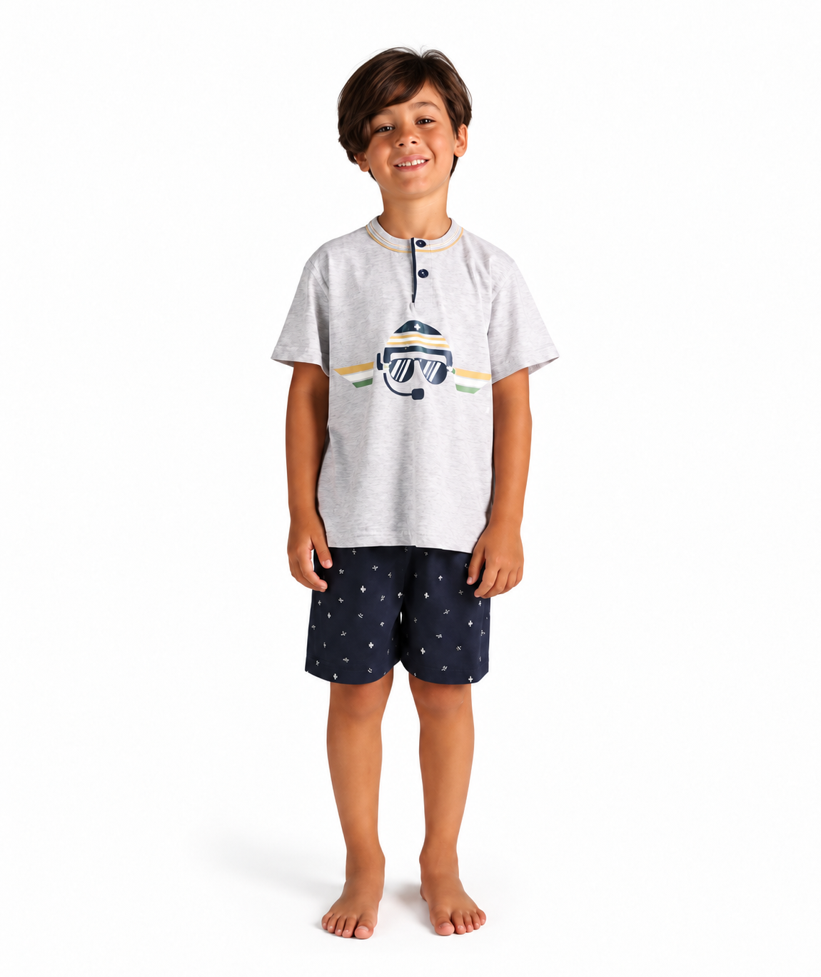 Pigiama mezza manica pantaloncino bambino jersey puro cotone Gary 2158 - GRIGIO