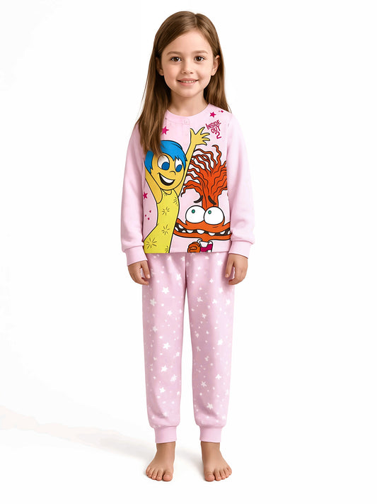 Pigiama caldo cotone Inside Out Disney interlock bambina baby DY50C2674, colore rosa chiaro