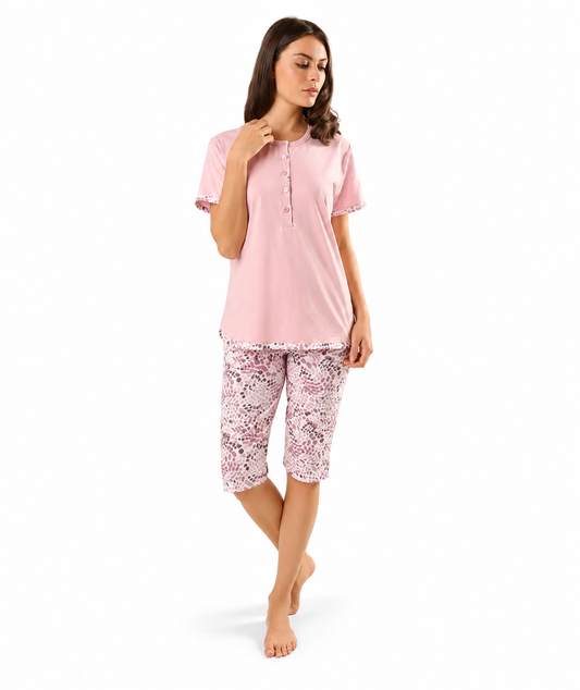 Pigiama mezza manica pinocchietto donna Jersey Gary Z55095 - POLVERE