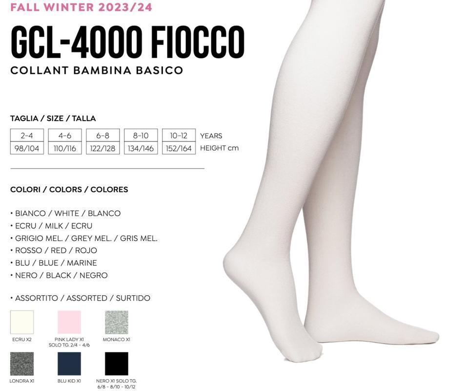 Calze Collant invernale in caldo cotone bambino bambina Pezzini GCL-FIOCCO