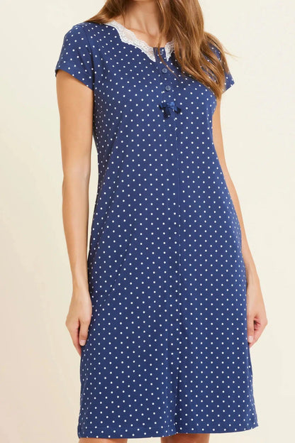 Camicia da notte aperta mezza manica puro cotone Noidinotte LA2721