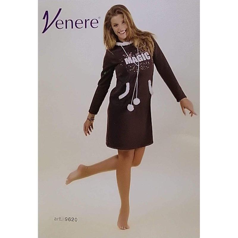 Camicia da notte maxi maglia felpa donna cotone Venere Double Canotta 9620