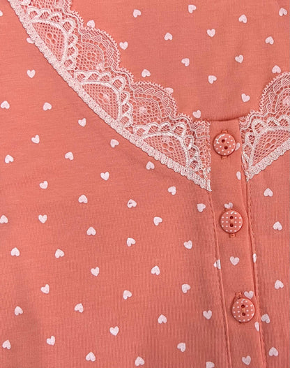Camicia da notte serafino donna mezza manica cotone Noidinotte Delia Corason Stars LA2517AB