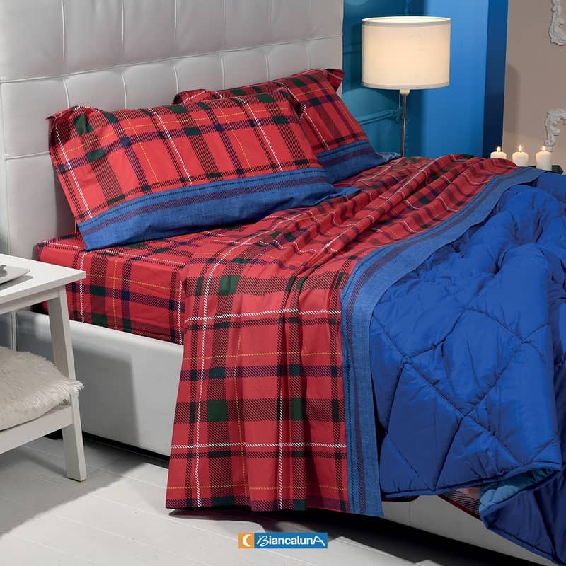 Completo lenzuola e federe di flanella Biancaluna Singolo Tramonti Alex