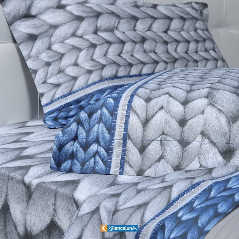 Completo lenzuola e federe di flanella Biancaluna Singolo Tramonti Berna