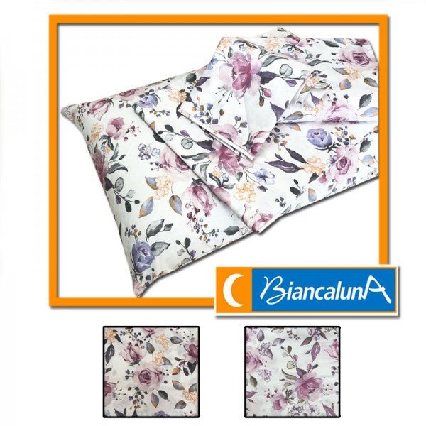 Completo lenzuola e federe di flanella Biancaluna Singolo Tramonti Mirai