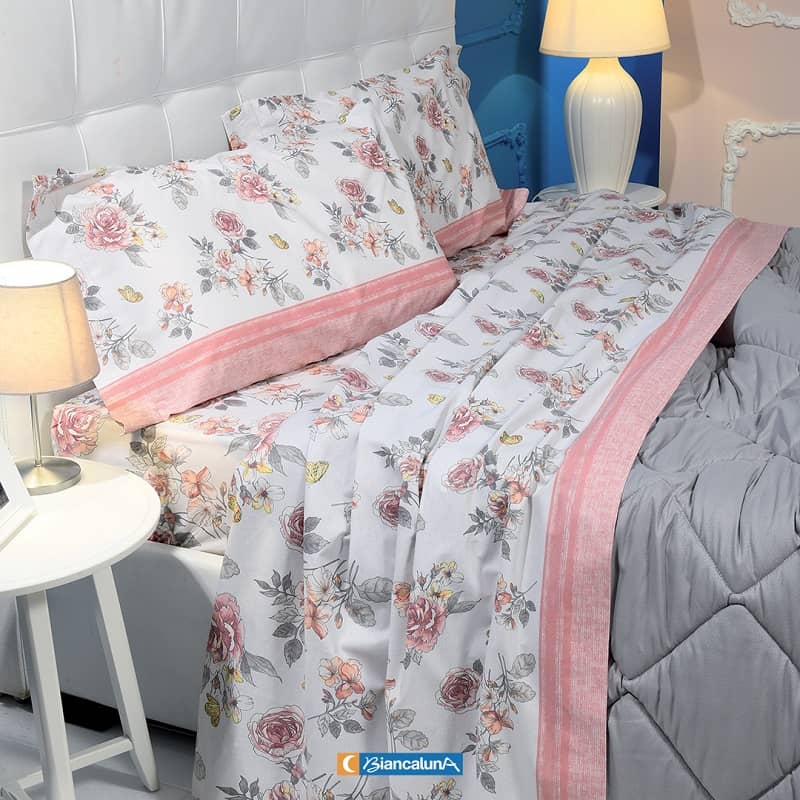 Completo lenzuola e federe di flanella Biancaluna Singolo Tramonti Sell