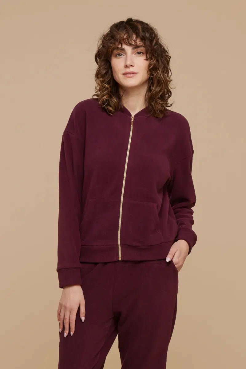 Completo longewear donna invernale Noidinotte con zip in pile FA8411