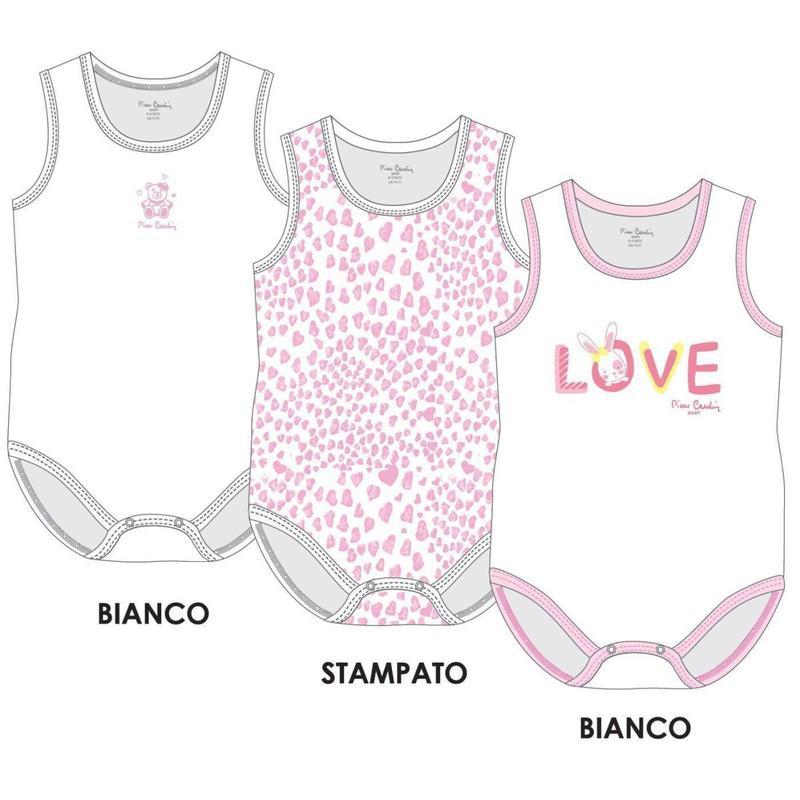 Confezione da 3 body neonata spalla larga Pierre Cardin 100% cotone PCKB3.208