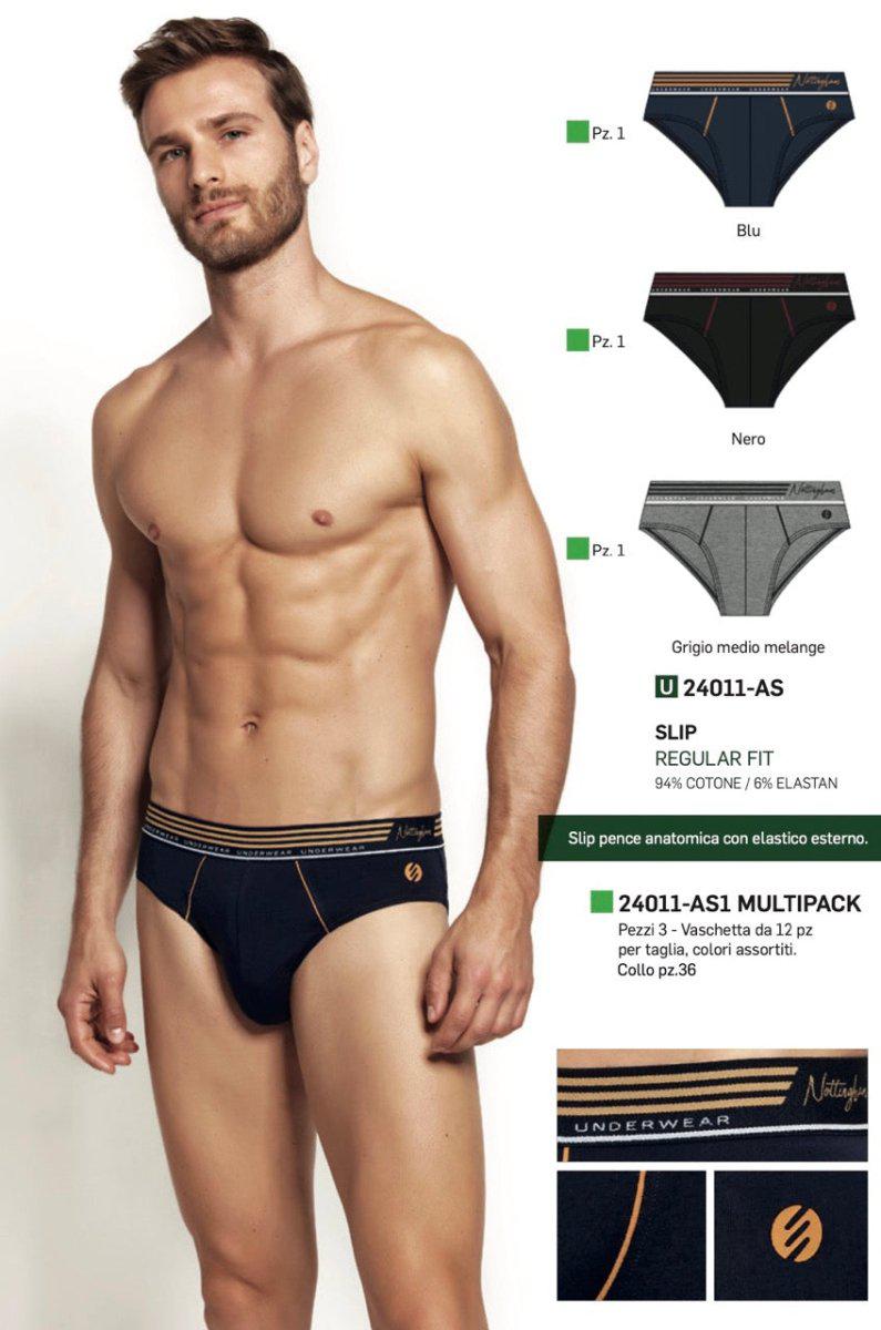 Confezione da 3 slip uomo Nottingham cotone bielastico rasato tinta unita 24011