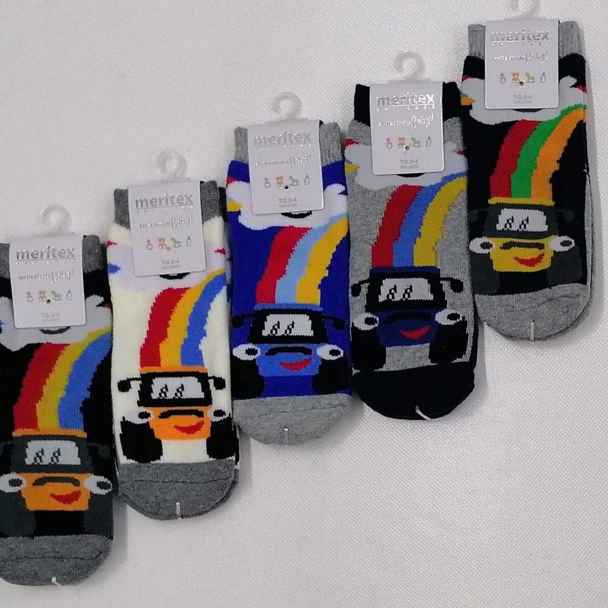 Confezione da 6 paia di calze antiscivolo baby in caldo cotone Meritex 4444