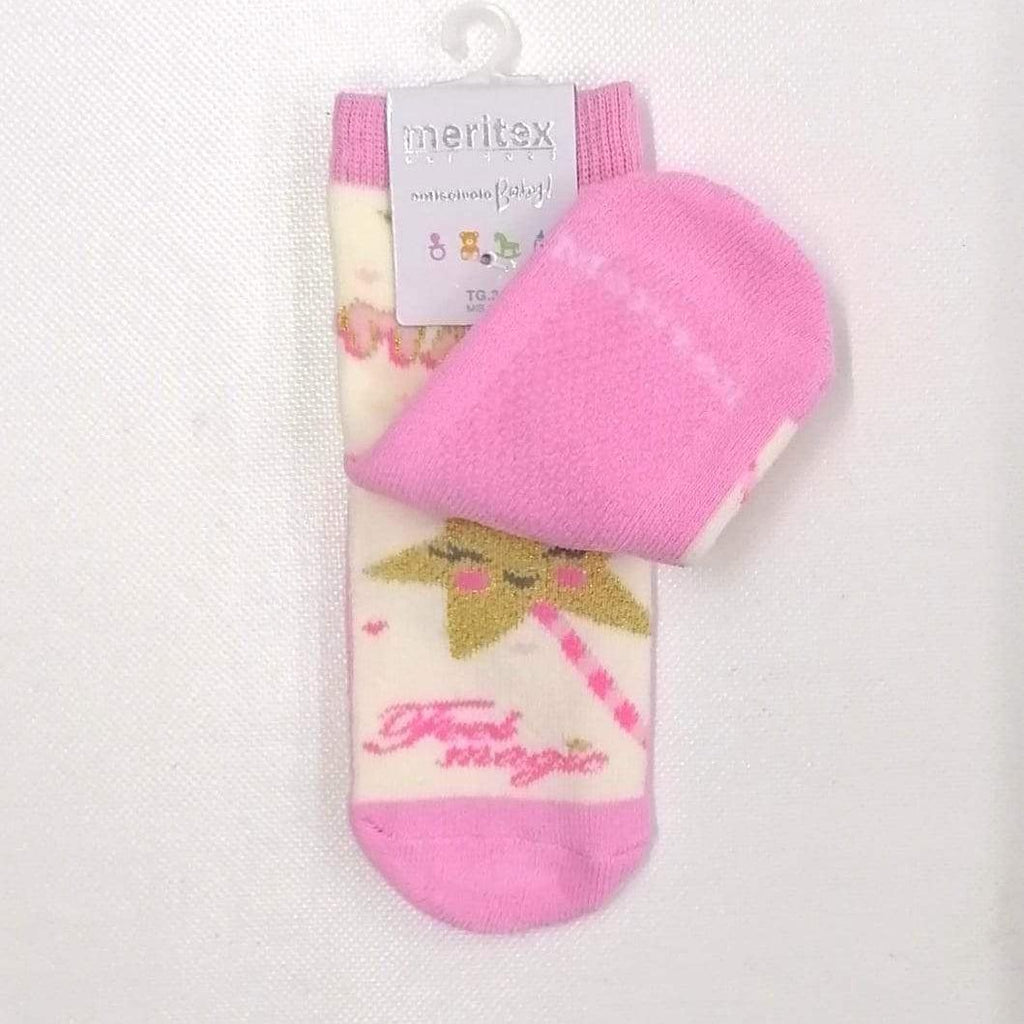 Confezione da 6 paia di calze antiscivolo baby in caldo cotone Meritex 4446