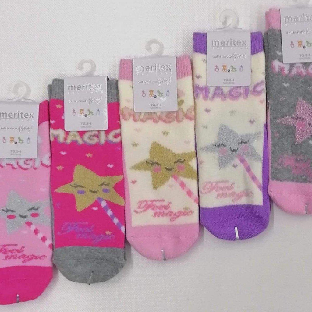 Confezione da 6 paia di calze antiscivolo baby in caldo cotone Meritex 4446