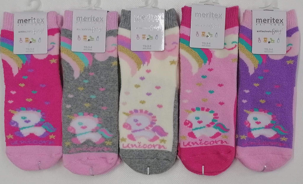 Confezione da 6 paia di calze antiscivolo baby in caldo cotone Meritex 4447