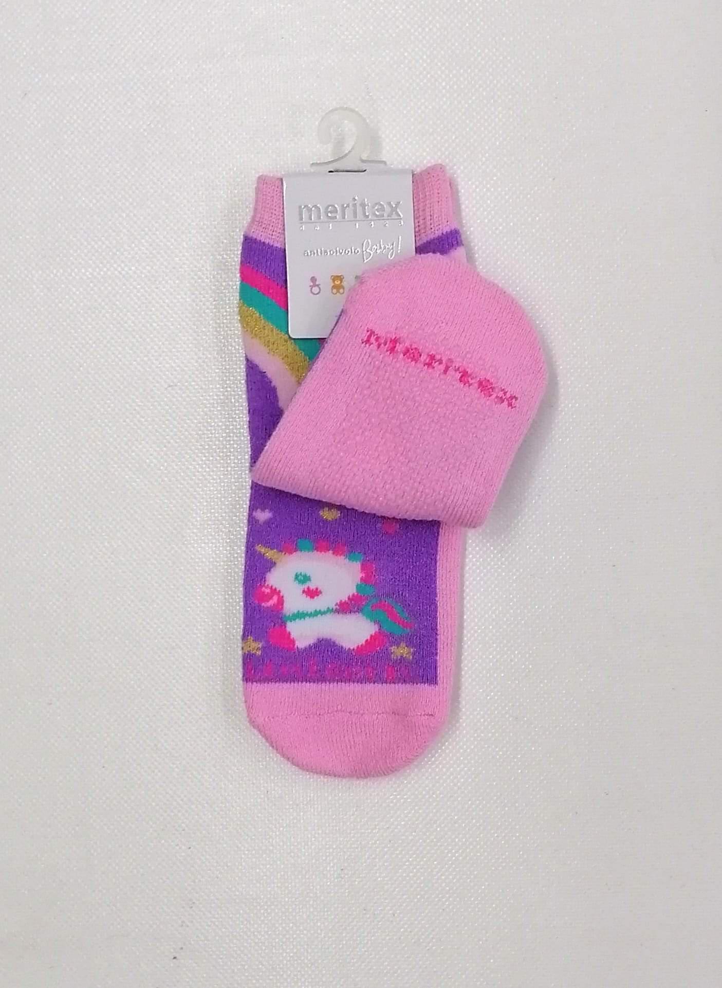 Confezione da 6 paia di calze antiscivolo baby in caldo cotone Meritex 4447