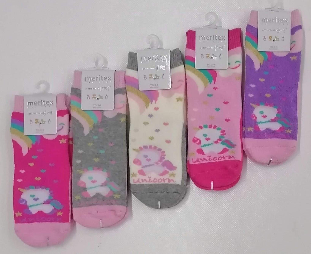 Confezione da 6 paia di calze antiscivolo baby in caldo cotone Meritex 4447