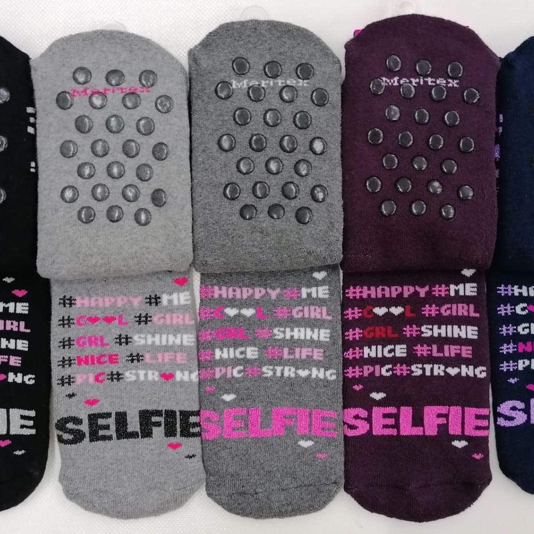 Confezione da 6 paia di calze antiscivolo bambina Meritex in caldo cotone 4356 Selfie