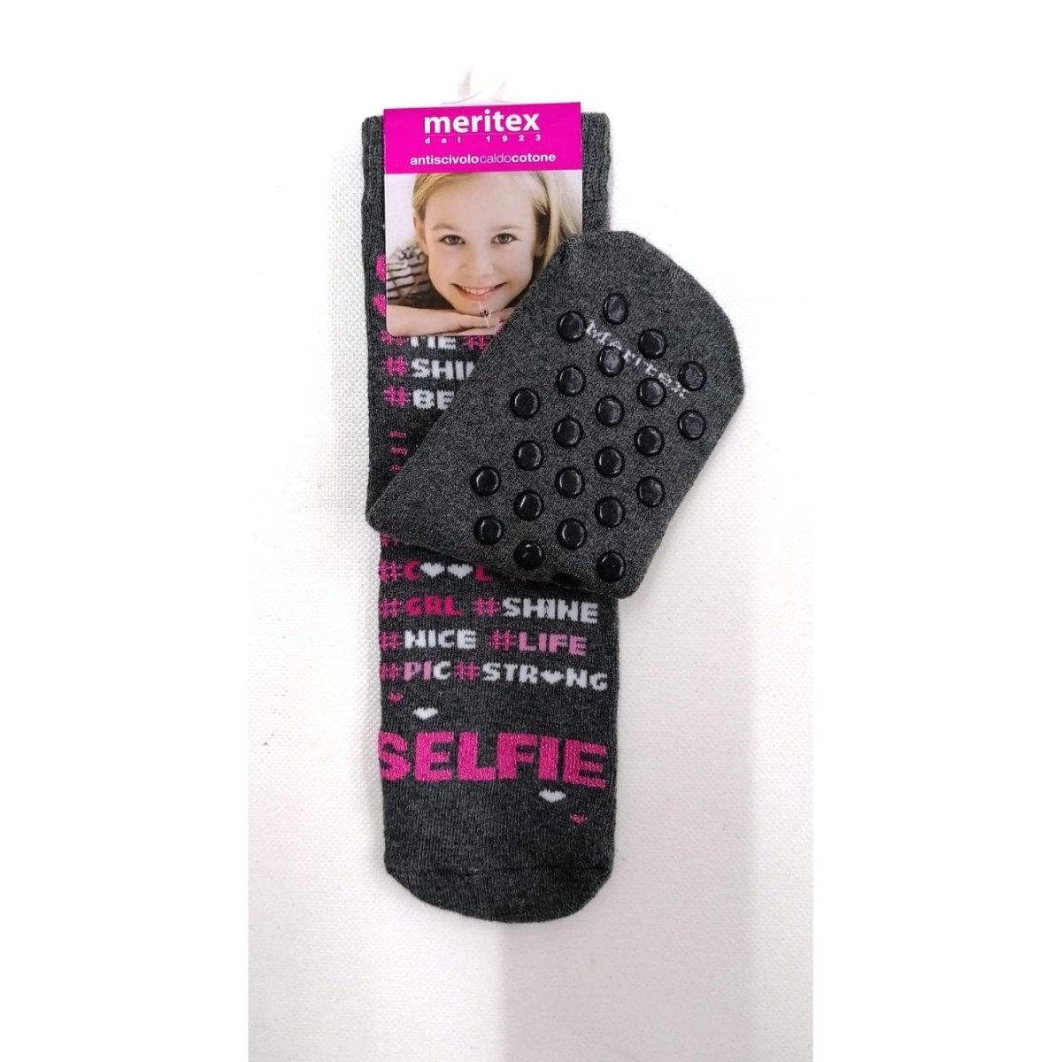 Confezione da 6 paia di calze antiscivolo bambina Meritex in caldo cotone 4356 Selfie