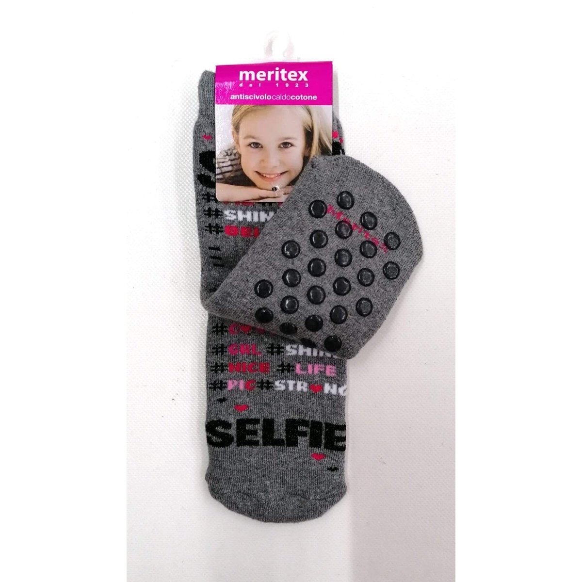 Confezione da 6 paia di calze antiscivolo bambina Meritex in caldo cotone 4356 Selfie