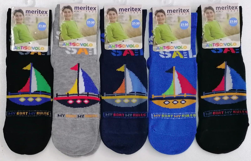 Confezione da 6 paia di calze antiscivolo bambino Meritex cotone 8002