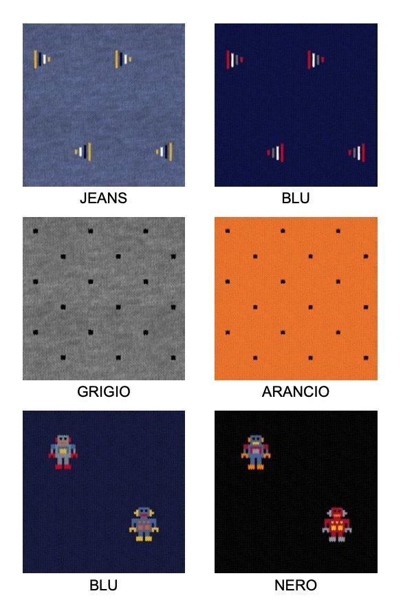 Confezione da 6 paia di calze bambino corte Meritex caldo cotone 4053 Robot