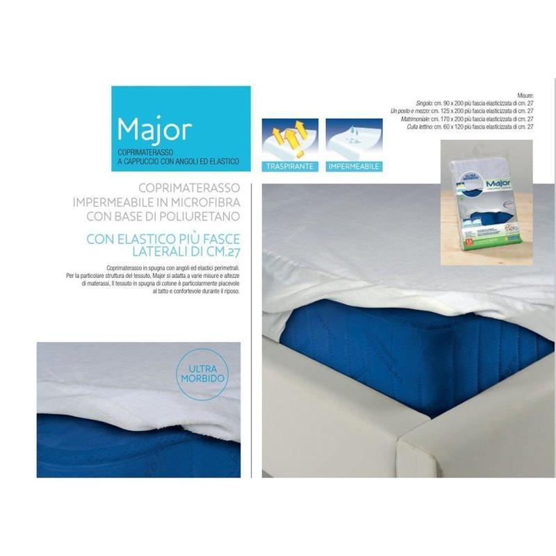 Coprimaterasso Biancaluna modello Major igienico con base in poliuretano