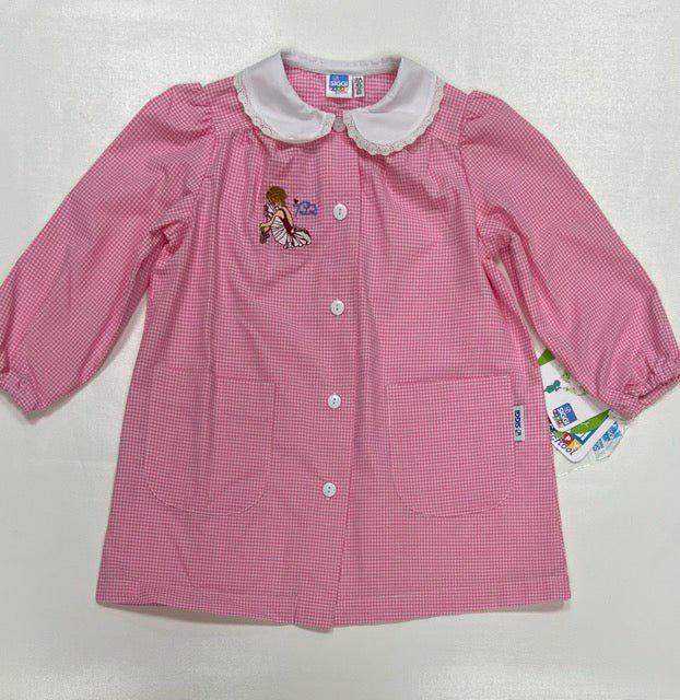 Grembiule asilo bambina con abbottonatura centrale Siggi ricamo Tutù a quadretti rosa 3882