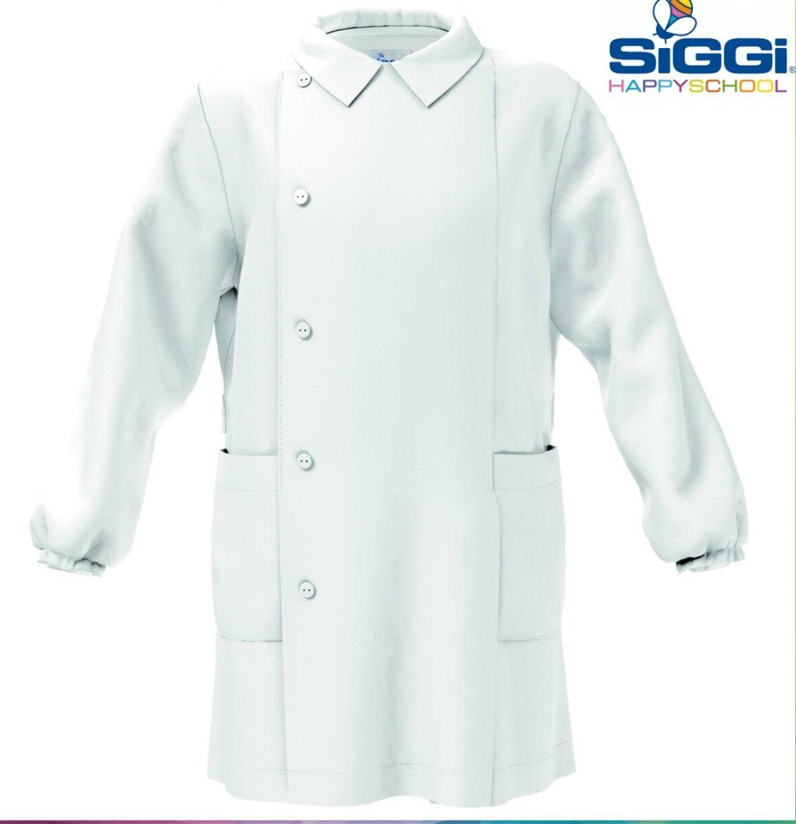 Grembiule bianco asilo bambino con abbottonatura laterale Siggi senza ricamo 1961