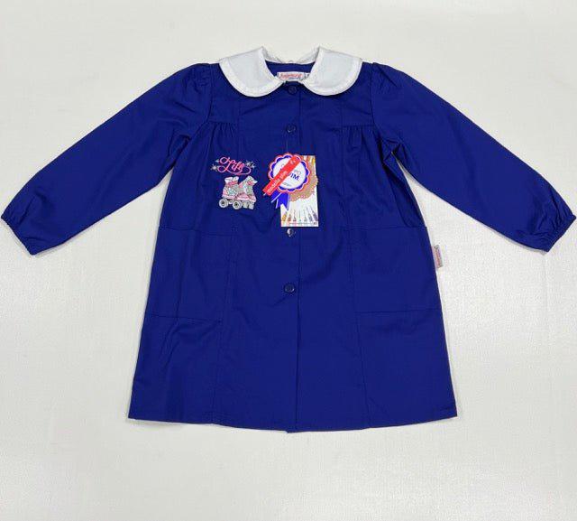 Grembiule scuola elementare bambina Ambrosino Made in Italy ricamo Pattini Life O108