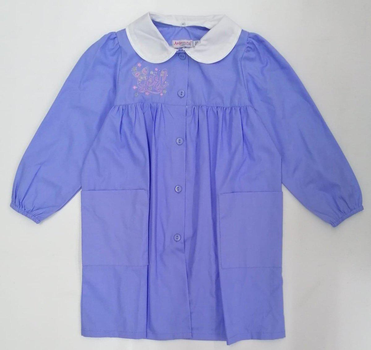 Grembiule scuola elementare bambina celeste Ambrosino Made in Italy ricamo Girl N101