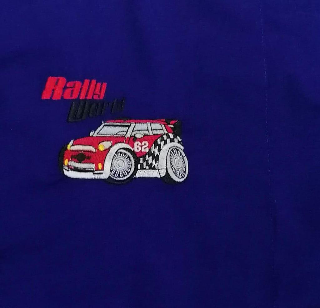 Grembiule scuola elementare bambino Ambrosino Made in Italy ricamo Rally World N205
