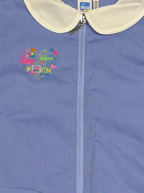 Grembiule scuola elementare celeste bambina Siggi Made in Italy ricamo Love Dream con zip 3917