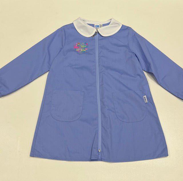 Grembiule scuola elementare celeste bambina Siggi Made in Italy ricamo Love Dream con zip 3917