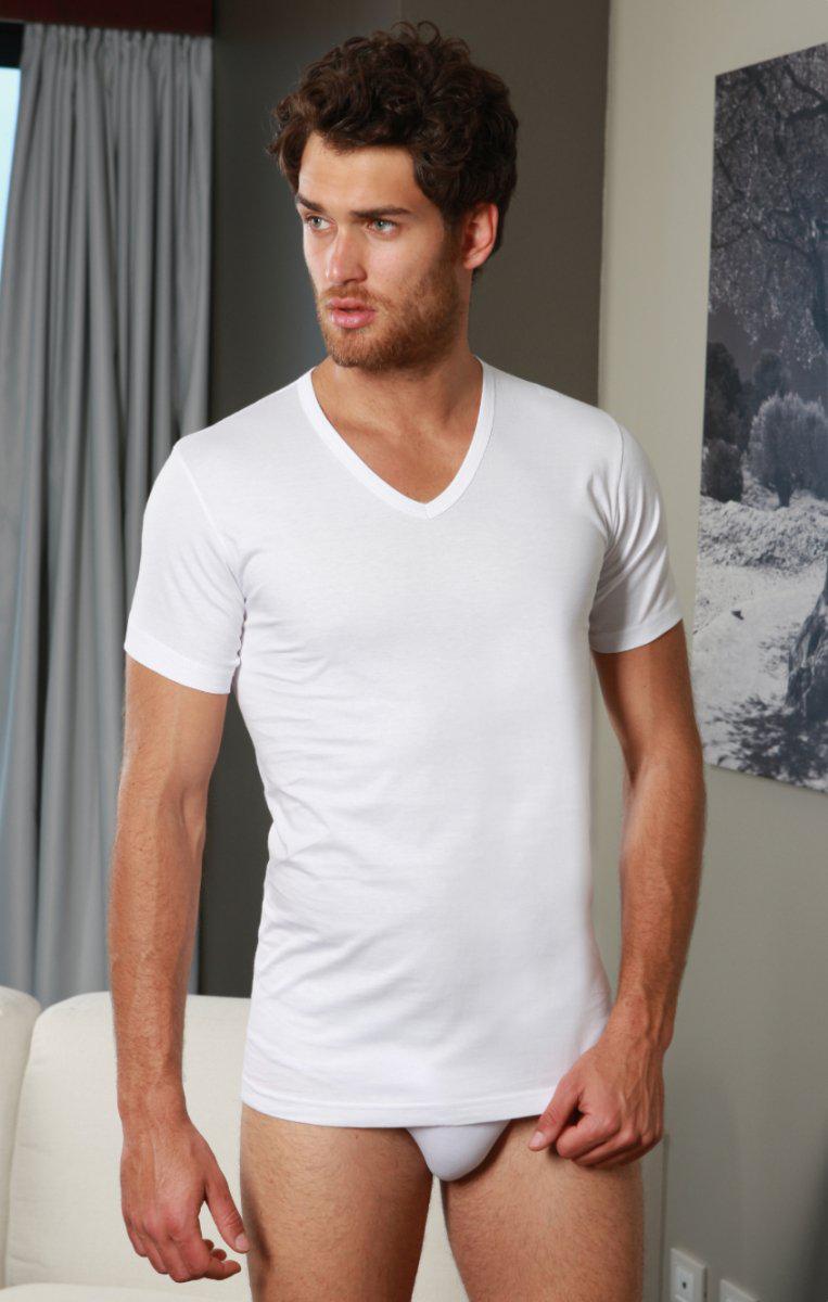 Maglia Uomo interlock Nottingham mezza manica collo a V Pop