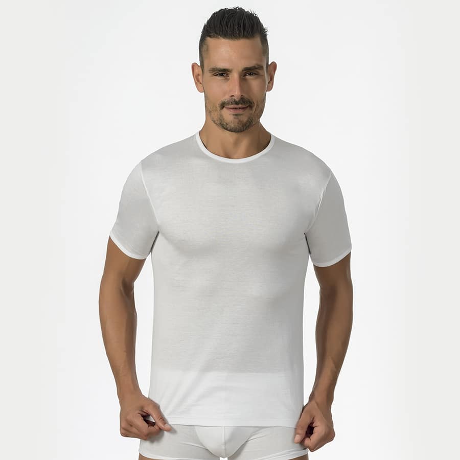 Maglia uomo mezza manica a giro in filo di scozia pettinato Max Fender by Marlene 30313