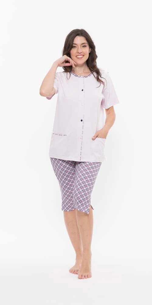 Pigiama aperto donna Jersey mezza manica pinocchietto Gary R55106