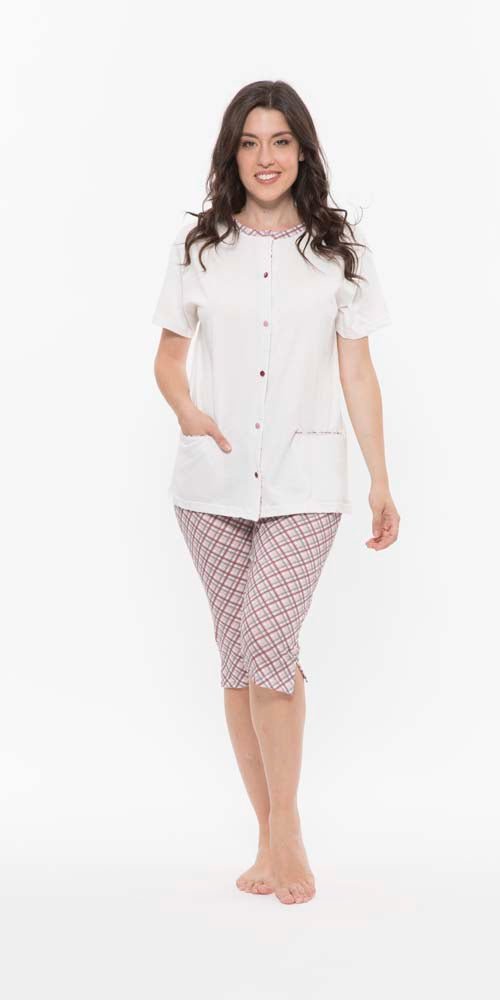 Pigiama aperto donna Jersey mezza manica pinocchietto Gary R55106