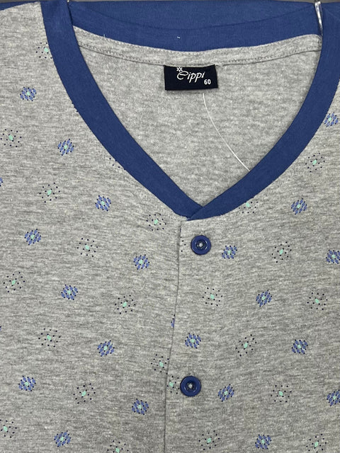 Pigiama aperto uomo calibrato mezza manica pantalone lungo Cippi 100% cotone 0610