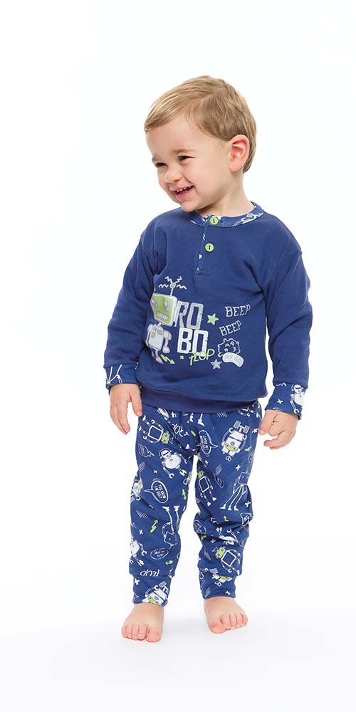 Pigiama invernale Neonato interlock serafino con due bottoni Gary S10012