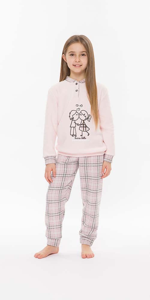 Pigiama invernale bambina/ragazza flanellato in Punto Milano Gary S30059