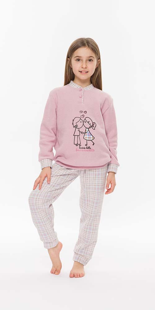 Pigiama invernale bambina/ragazza flanellato in Punto Milano Gary S30059