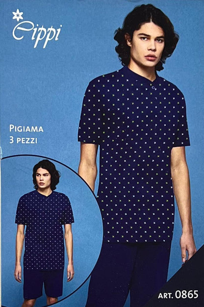 Pigiama tris uomo calibrato Cippi 100% cotone 0865