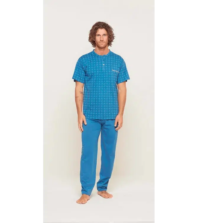 Pigiama uomo mezza manica pantalone lungo Jersey serafino Gary puro cotone U60004