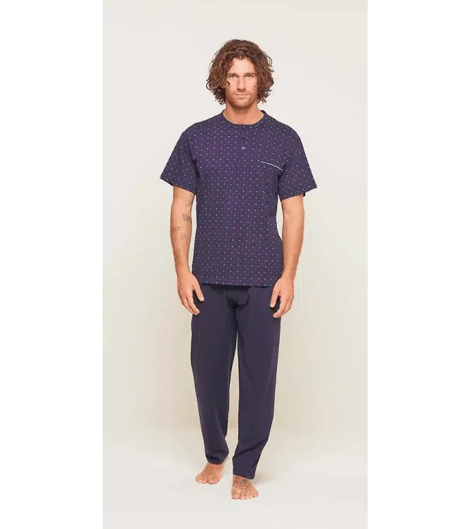Pigiama uomo mezza manica pantalone lungo Jersey serafino Gary puro cotone U60004
