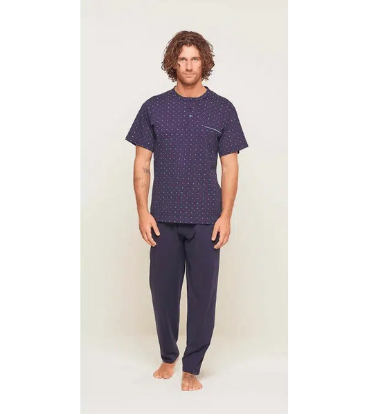 Pigiama uomo mezza manica pantalone lungo Jersey serafino Gary puro cotone U60004